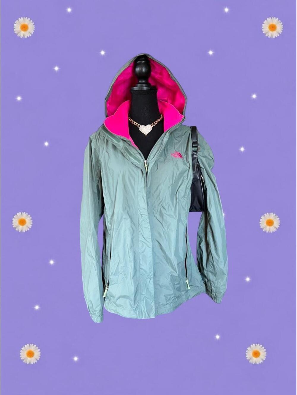 Vintage The North Face Sage Green & Hot Pink Hooded Jacket size XL 💚